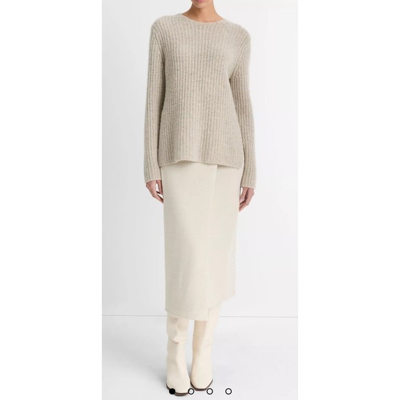 Vince Donegal Tweed 100% cashmere Loose Fit Sweater Ribbed Minimalist Size XXS - Picture 1 of 14
